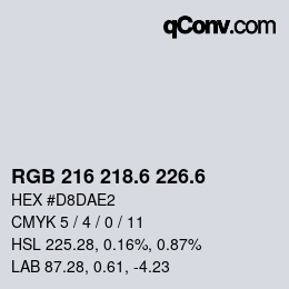 カラーコード: RGB 216 218.6 226.6 | qconv.com