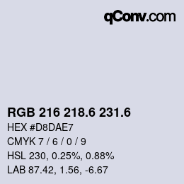 カラーコード: RGB 216 218.6 231.6 | qconv.com