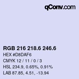 カラーコード: RGB 216 218.6 246.6 | qconv.com