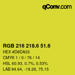 カラーコード: RGB 216 218.6 51.6 | qconv.com