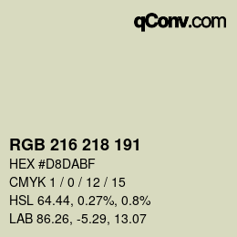 颜色代码: RGB 216 218 191 | qconv.com