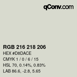 Color code: RGB 216 218 206 | qconv.com