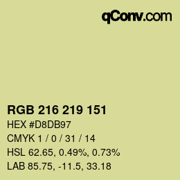 Color code: RGB 216 219 151 | qconv.com