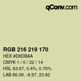 カラーコード: RGB 216 219 170 | qconv.com