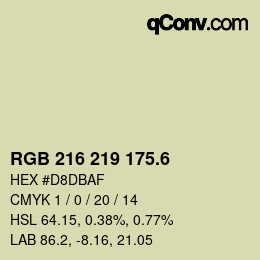 カラーコード: RGB 216 219 175.6 | qconv.com