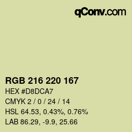 颜色代码: RGB 216 220 167 | qconv.com