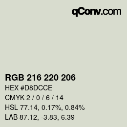 Código de color: RGB 216 220 206 | qconv.com
