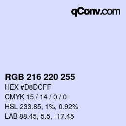 颜色代码: RGB 216 220 255 | qconv.com