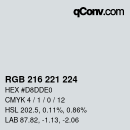 颜色代码: RGB 216 221 224 | qconv.com