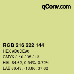 カラーコード: RGB 216 222 144 | qconv.com