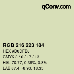 カラーコード: RGB 216 223 184 | qconv.com
