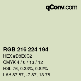 Color code: RGB 216 224 194 | qconv.com