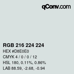 颜色代码: RGB 216 224 224 | qconv.com