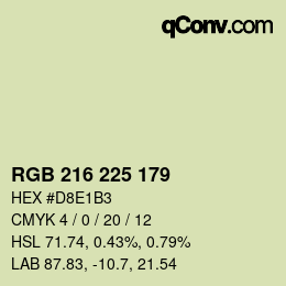 Farbcode: RGB 216 225 179 | qconv.com