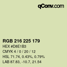 Código de color: RGB 216 225 179 | qconv.com
