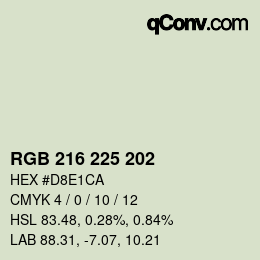 カラーコード: RGB 216 225 202 | qconv.com