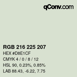 Código de color: RGB 216 225 207 | qconv.com