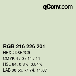 Color code: RGB 216 226 201 | qconv.com