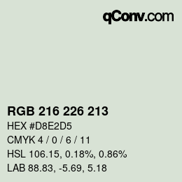 Color code: RGB 216 226 213 | qconv.com
