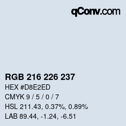Color code: RGB 216 226 237 | qconv.com