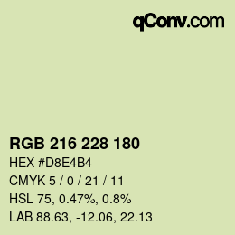 颜色代码: RGB 216 228 180 | qconv.com