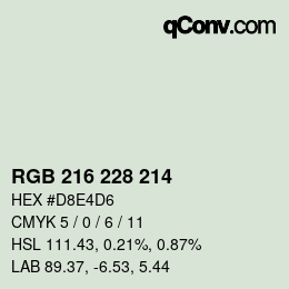 Código de color: RGB 216 228 214 | qconv.com