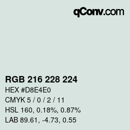 Farbcode: RGB 216 228 224 | qconv.com