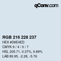 カラーコード: RGB 216 228 237 | qconv.com