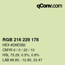 Color code: RGB 216 229 178 | qconv.com