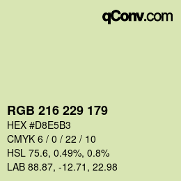Código de color: RGB 216 229 179 | qconv.com