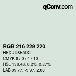 Código de color: RGB 216 229 220 | qconv.com