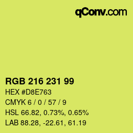Color code: RGB 216 231 99 | qconv.com