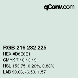 カラーコード: RGB 216 232 225 | qconv.com