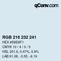Color code: RGB 216 232 241 | qconv.com