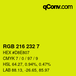 Color code: RGB 216 232 7 | qconv.com