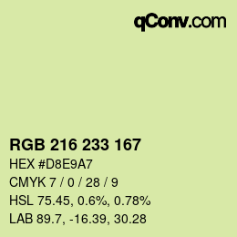 カラーコード: RGB 216 233 167 | qconv.com