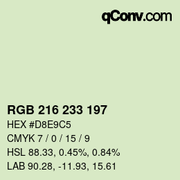 Código de color: RGB 216 233 197 | qconv.com