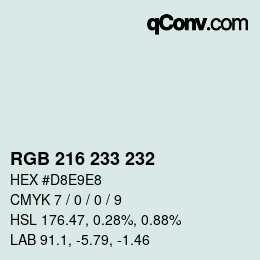 Color code: RGB 216 233 232 | qconv.com