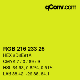 Color code: RGB 216 233 26 | qconv.com