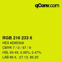 Color code: RGB 216 233 6 | qconv.com