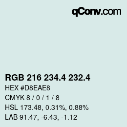 カラーコード: RGB 216 234.4 232.4 | qconv.com