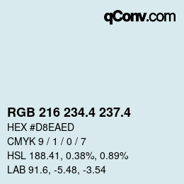 カラーコード: RGB 216 234.4 237.4 | qconv.com
