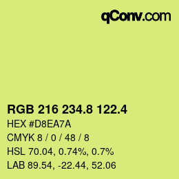 カラーコード: RGB 216 234.8 122.4 | qconv.com