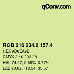 カラーコード: RGB 216 234.8 157.4 | qconv.com