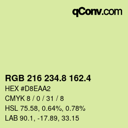 カラーコード: RGB 216 234.8 162.4 | qconv.com
