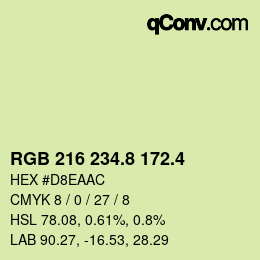 カラーコード: RGB 216 234.8 172.4 | qconv.com