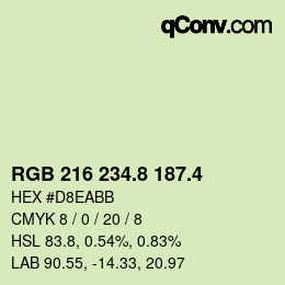 カラーコード: RGB 216 234.8 187.4 | qconv.com
