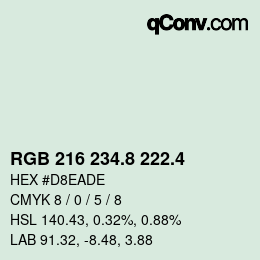 カラーコード: RGB 216 234.8 222.4 | qconv.com