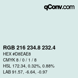 カラーコード: RGB 216 234.8 232.4 | qconv.com