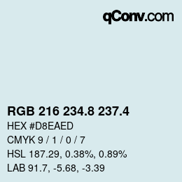 カラーコード: RGB 216 234.8 237.4 | qconv.com